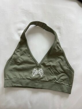 Darc Sport Olive Green Halter Sports Bra